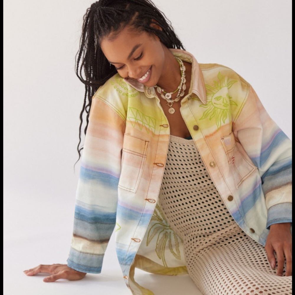 BDG denim Sun Design Urban Outfitters Elissa Embroidered Printed Jacket Medium M